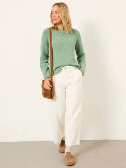 FatFace Sophia Green Knitted Slub Jumper