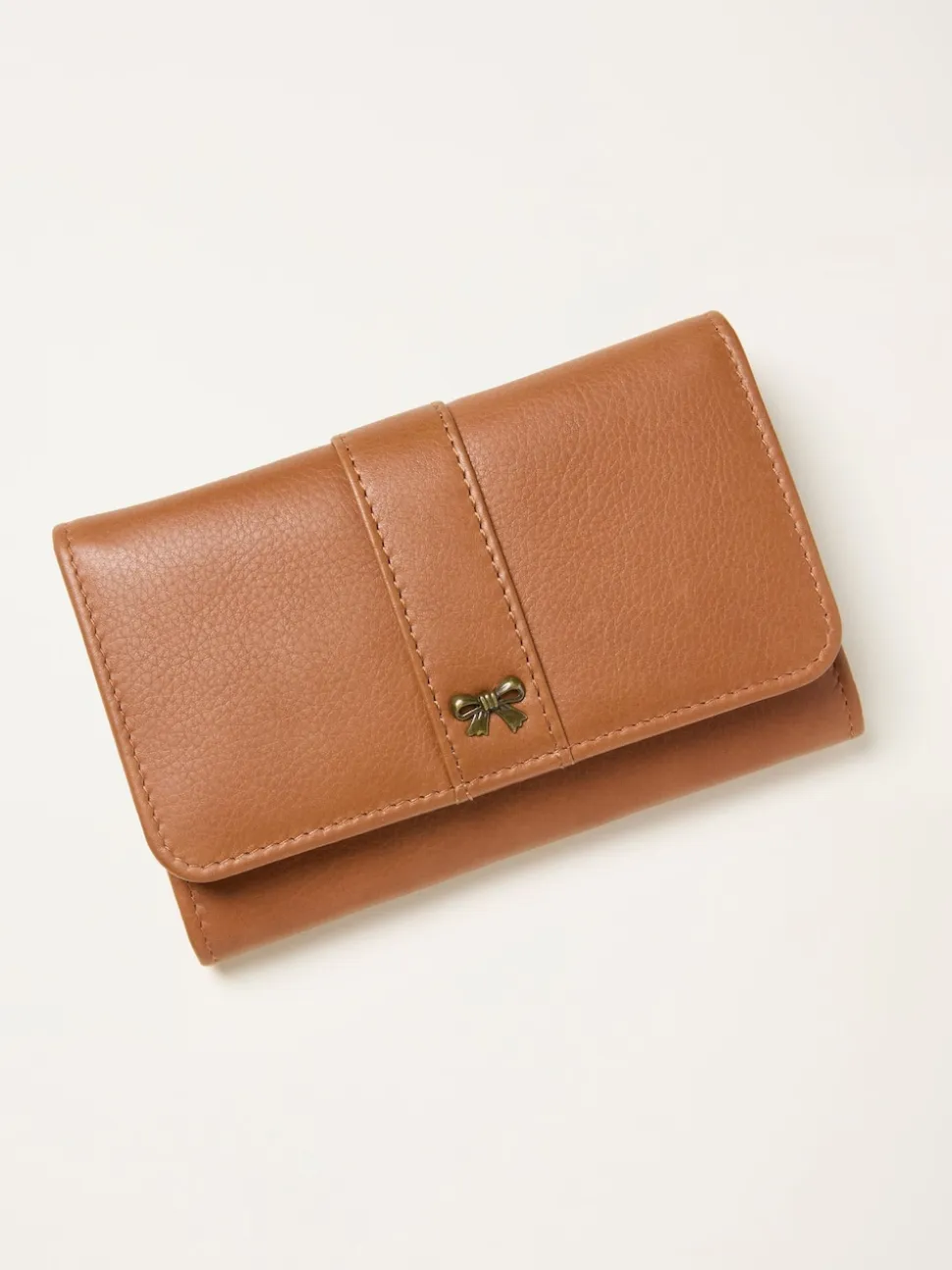 FatFace Tan Brown Bow Detail Leather Purse