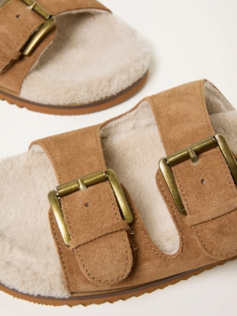 FatFace Tan Brown Cosy Borg Lined Leather Footbed