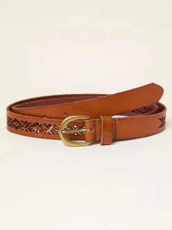 FatFace Tan Brown Cut Out Detail Leather Belt