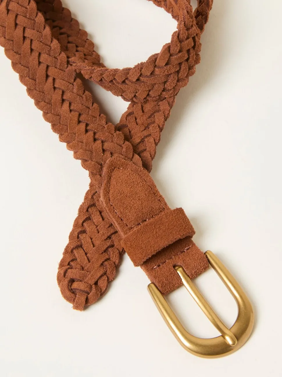 FatFace Tan Brown Suede Plaited Belt