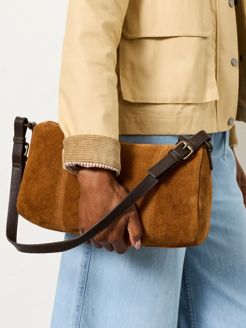 FatFace Tan Brown Suede Shoulder Bag