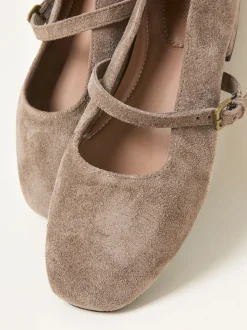 FatFace Taupe Suede Mary Jane Flat