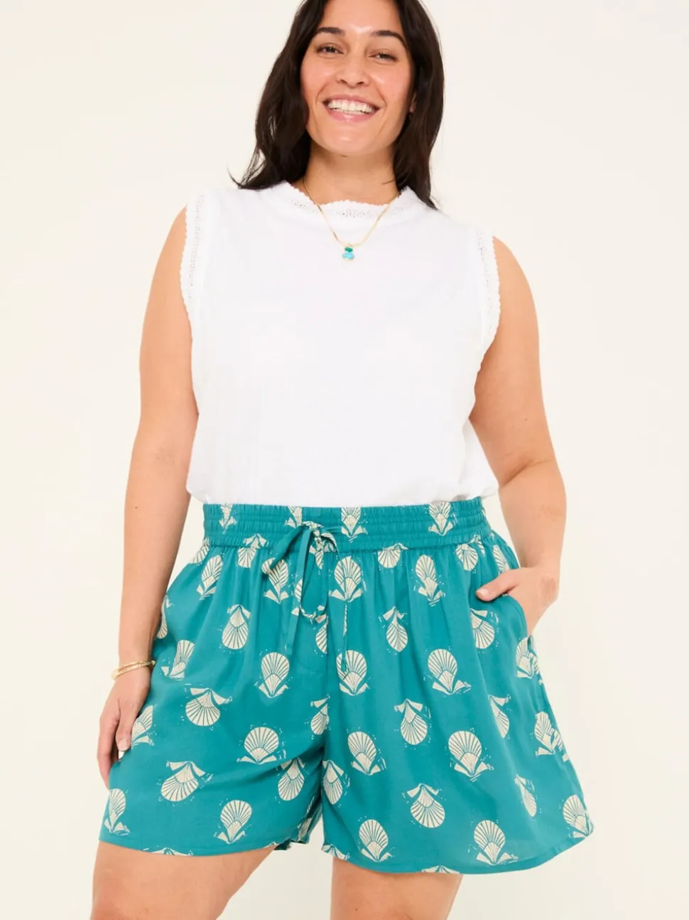 FatFace Teal Blue Lino Shell Flippy Shorts
