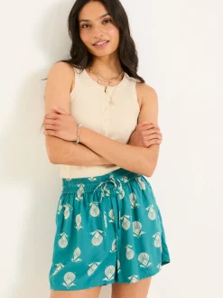 FatFace Teal Blue Lino Shell Flippy Shorts