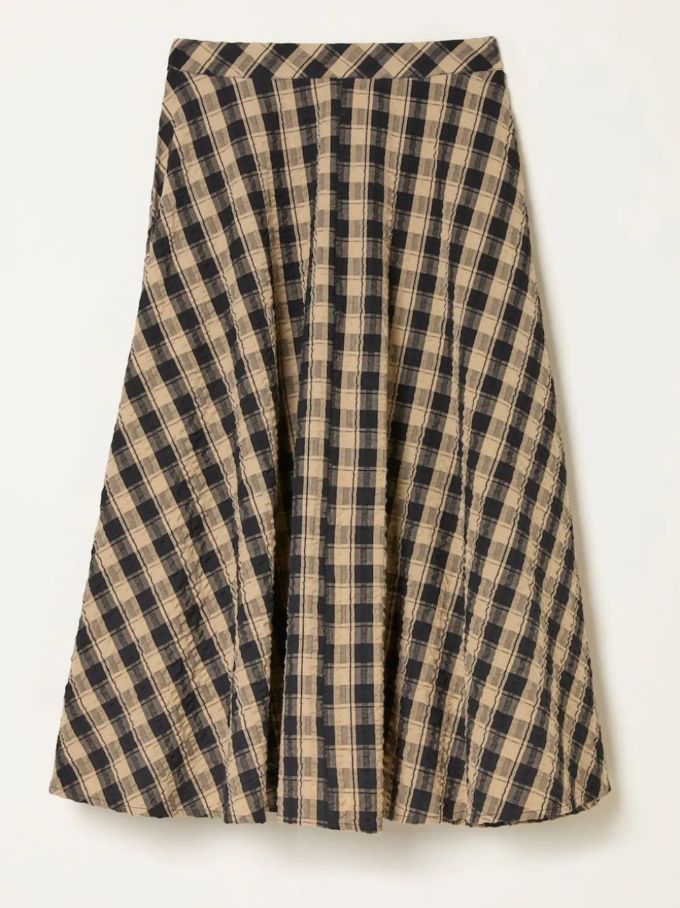 FatFace Tilda Black Check Midi Skirt