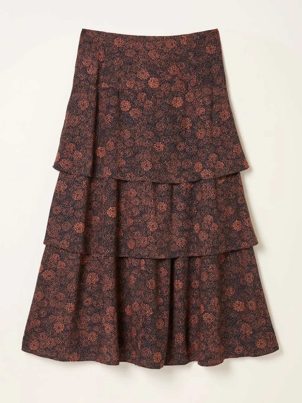 FatFace Tonia Black Circle Floral Midi Skirt