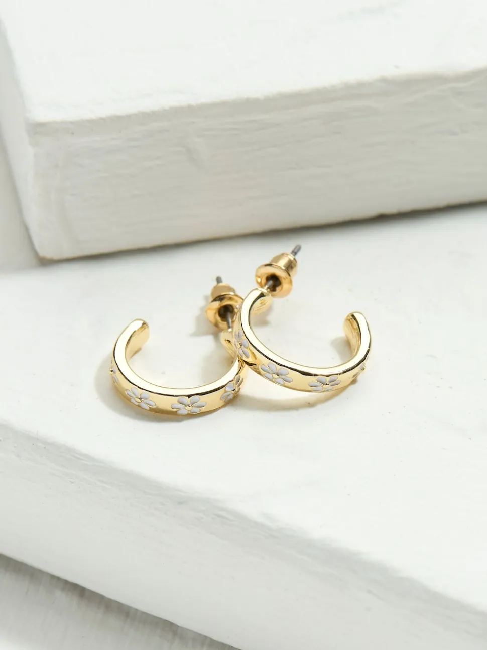 FatFace White Enamel Daisy Stud Earrings