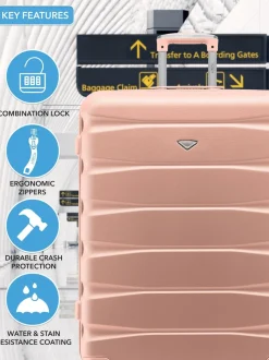 Flight Knight Large Pink Check In Hold Luggage Hardcase Travel Suitcases Set Of 2