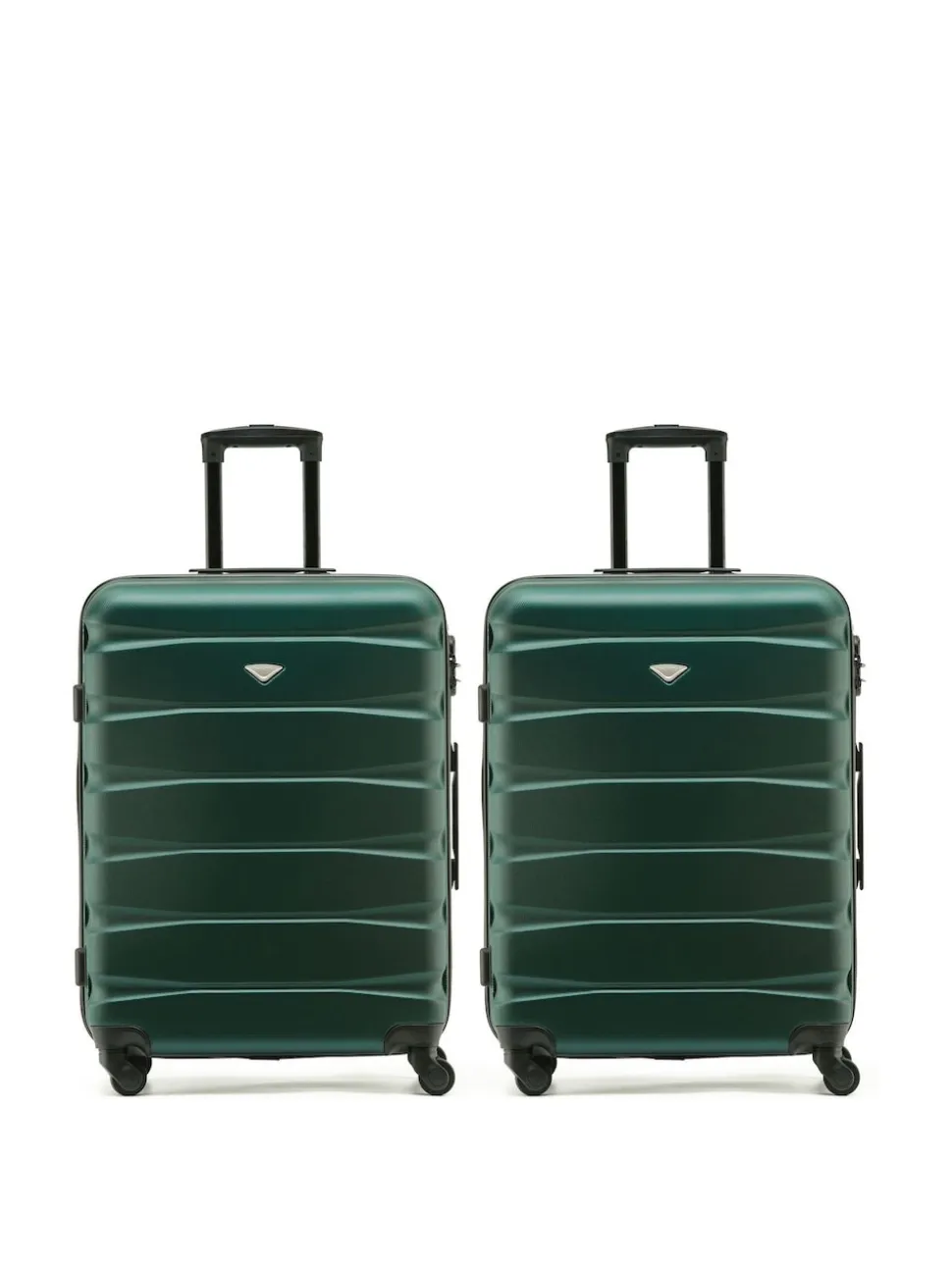 Flight Knight Medium Green Check In Hold Luggage Hardcase Travel Suitcases Set Of 2