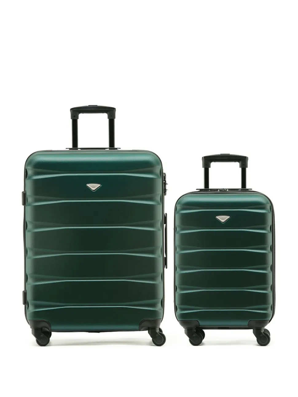 Flight Knight Medium Green Check In & Small Carry On Hardcase Travel Suitcases Set Of 2