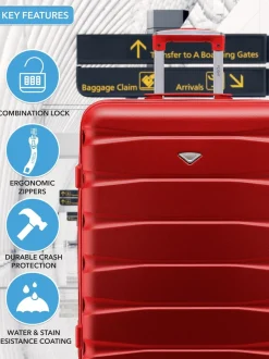 Flight Knight Medium Red Check In & Small Carry On Hardcase Travel Suitcases Set Of 2