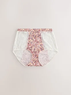 Floral Full Brief Modal & Lace Knickers 3 Pack