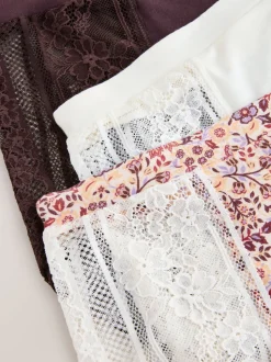 Floral Full Brief Modal & Lace Knickers 3 Pack