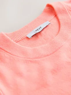 Fluro Coral Supersoft Short Sleeve Knitted Top