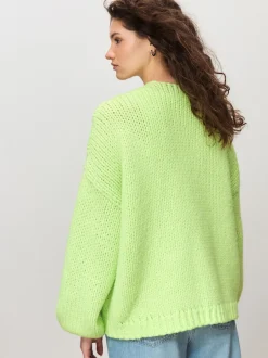 Fluro Green Soft Touch Chunky Knit Cardigan