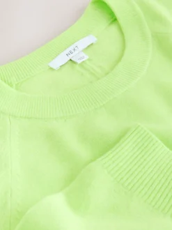 Fluro Green Supersoft Crew Neck Long Sleeve Jumper