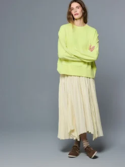 Fluro Lime Crew Neck Washed Sweatshirt