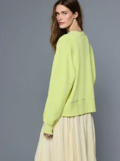 Fluro Lime Crew Neck Washed Sweatshirt