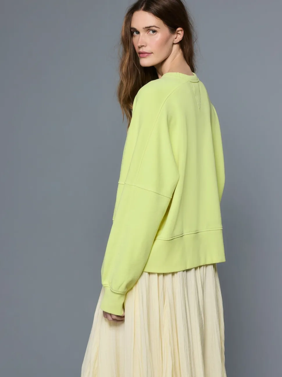 Fluro Lime Crew Neck Washed Sweatshirt