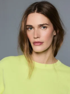 Fluro Lime Crew Neck Washed Sweatshirt