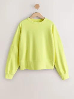 Fluro Lime Crew Neck Washed Sweatshirt
