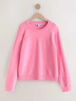 Fluro Pink Supersoft Crew Neck Long Sleeve Jumper