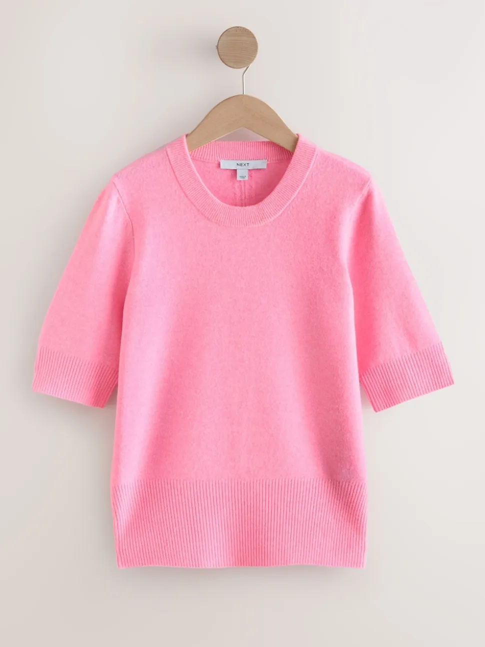 Fluro Pink Supersoft Short Sleeve Knitted Top