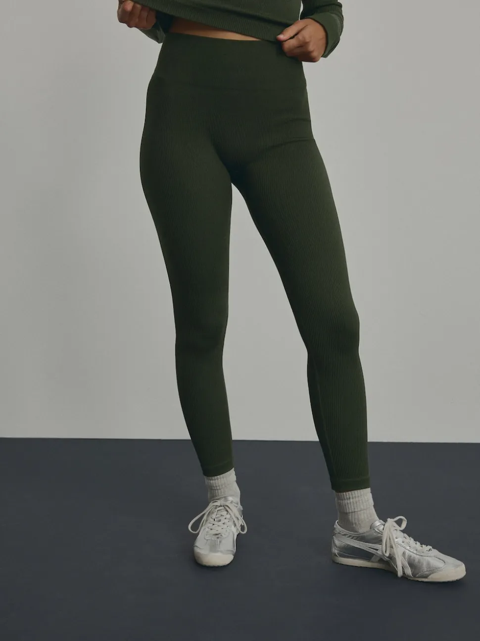 Forest Green Ribbed Seamless High Waist Leggings
