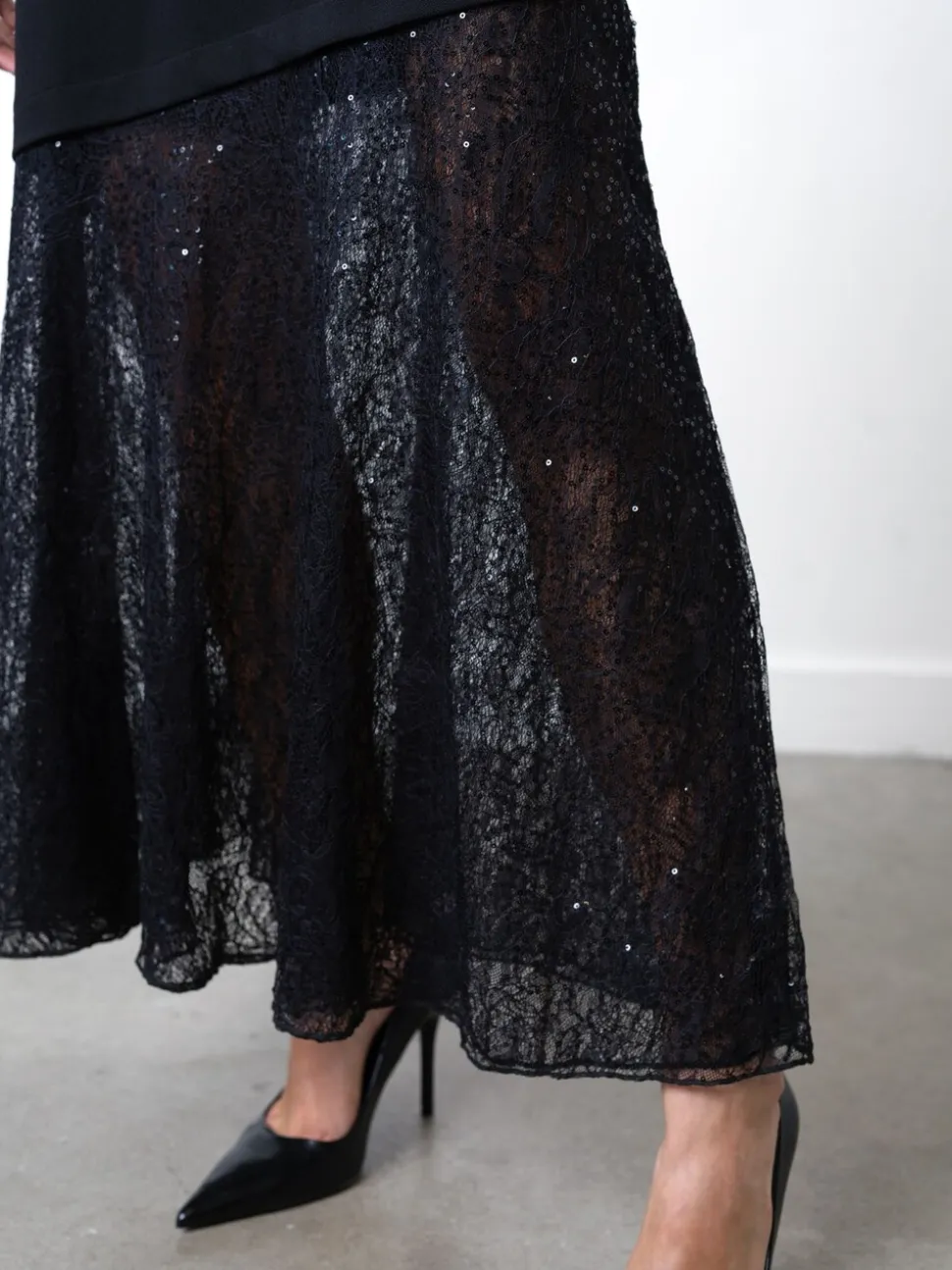 French Connection Black Valetta Lace Mix Dress