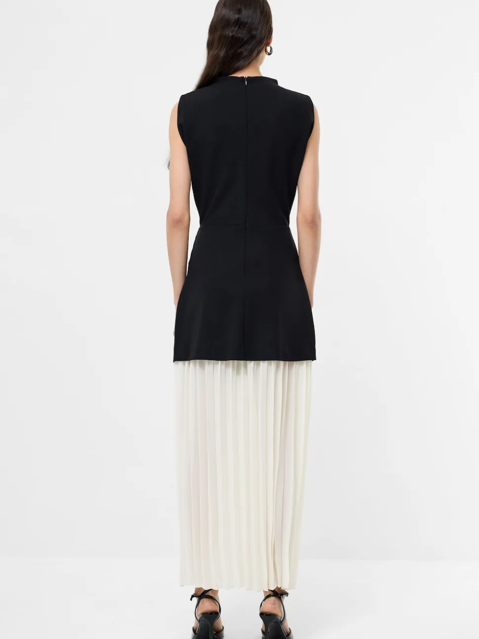 French Connection Black Zion Pleated Skirt Dress