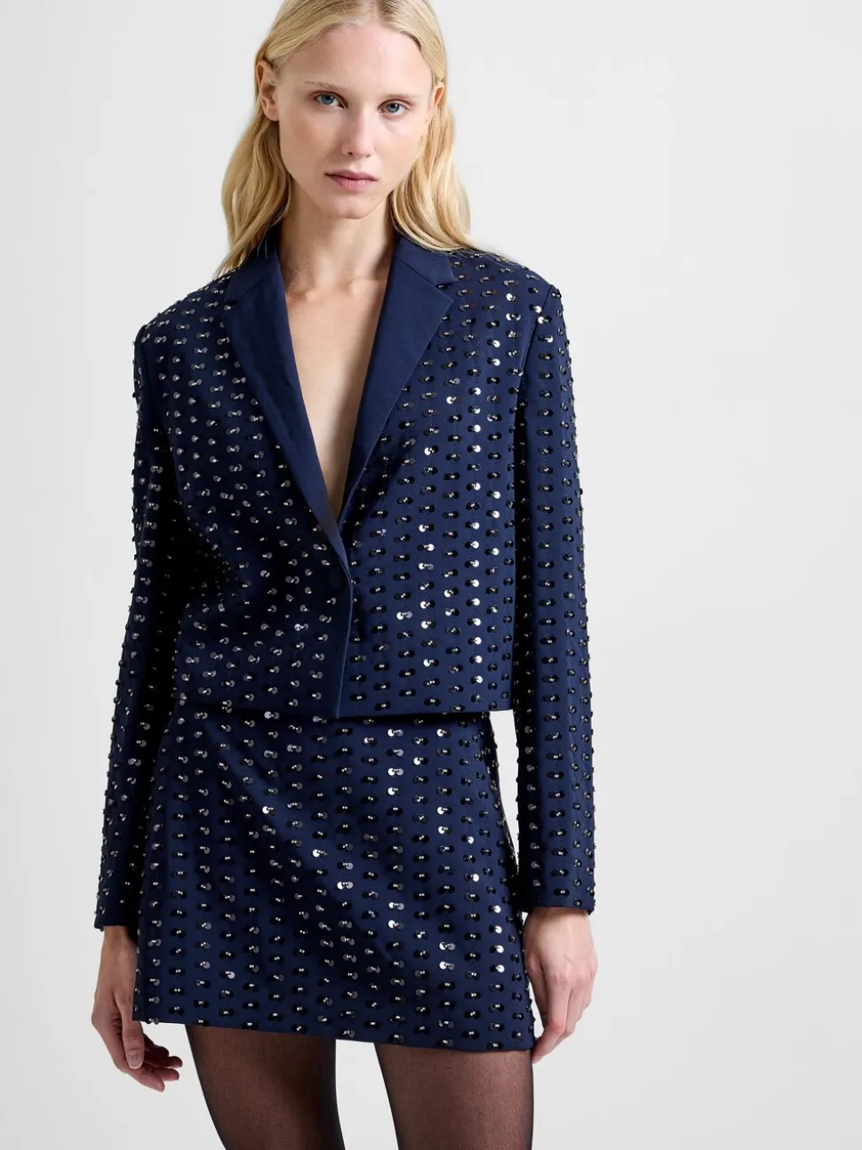 French Connection Blue Sherry Embellished Blazer