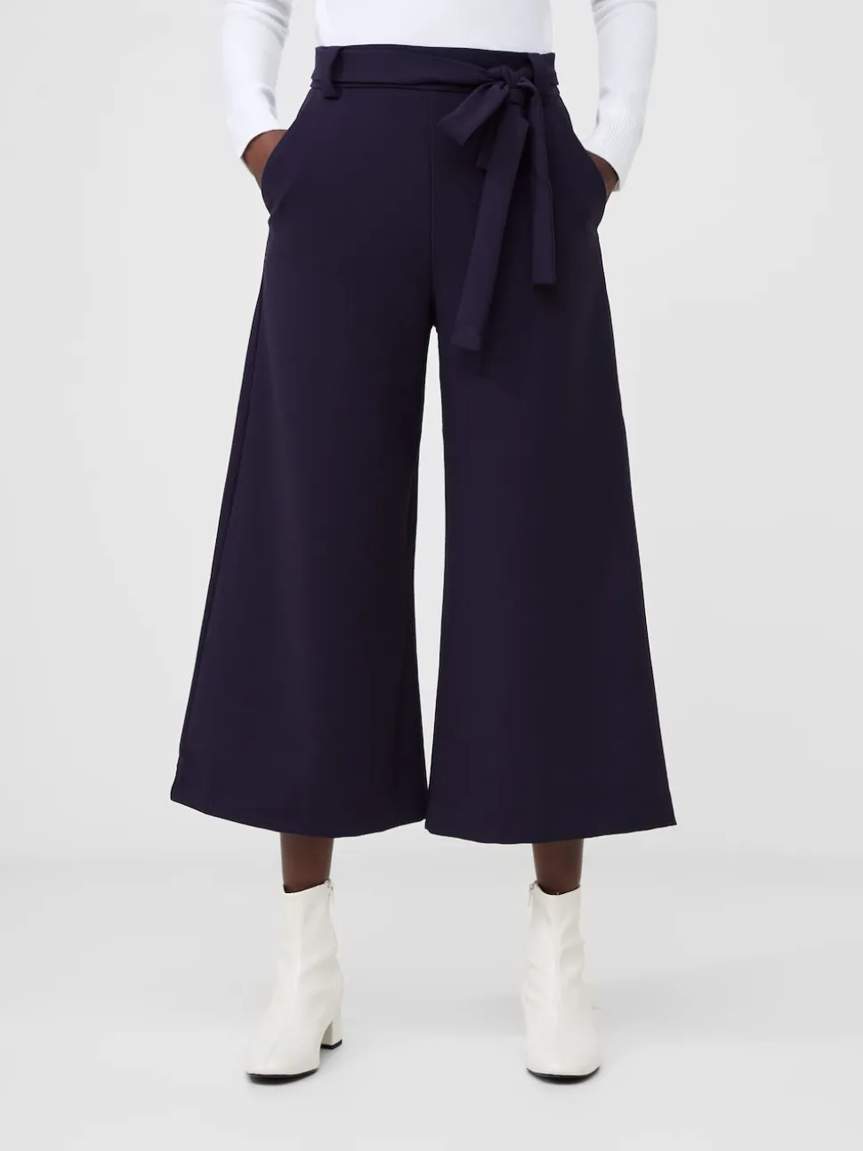 French Connection Blue Whisper Belted Culottes