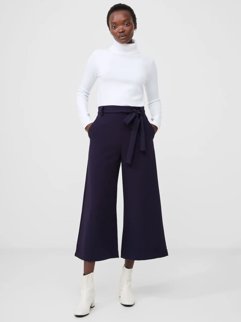 French Connection Blue Whisper Belted Culottes