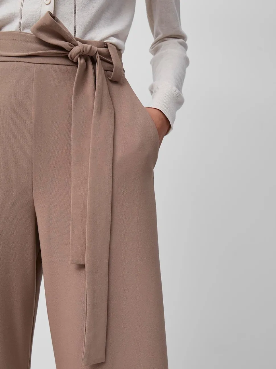 French Connection Brown Whisper Belted Culottes