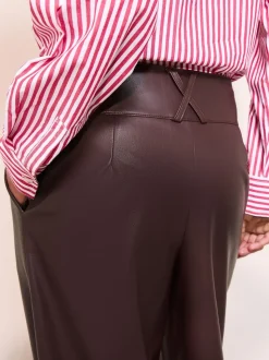 Friends Like These Berry Red Faux Leather Pleated Wide Leg Trousers