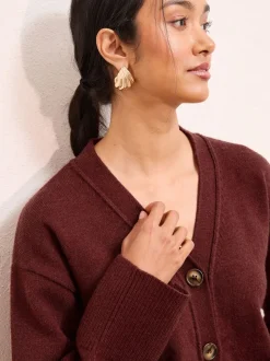 Friends Like These Berry Red V-Neck Exposed Seam Cardigan