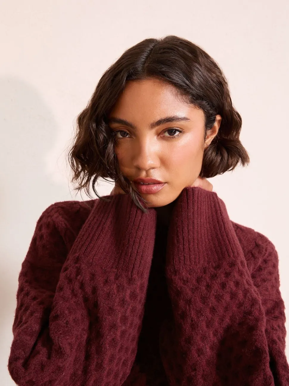 Friends Like These Berry Red Honeycomb Detail Jumper