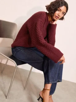 Friends Like These Berry Red Honeycomb Detail Jumper