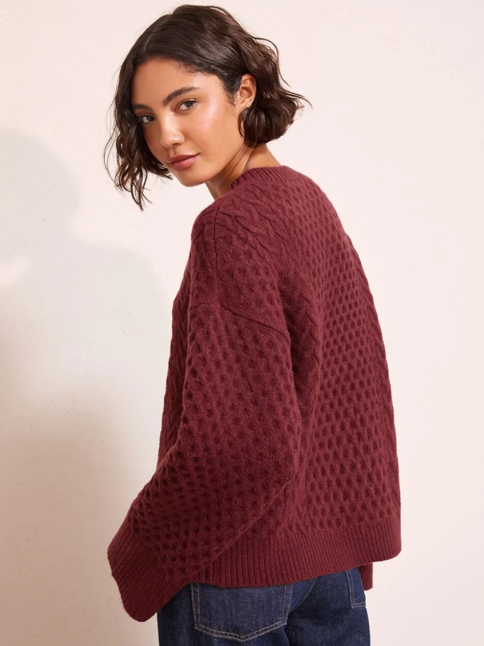 Friends Like These Berry Red Honeycomb Detail Jumper
