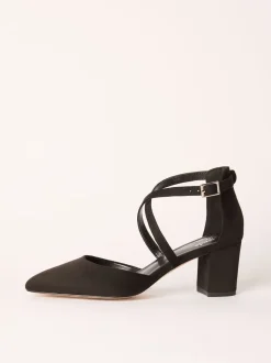 Friends Like These Black Standard Fit Block Heel Cross Strap Court Shoes