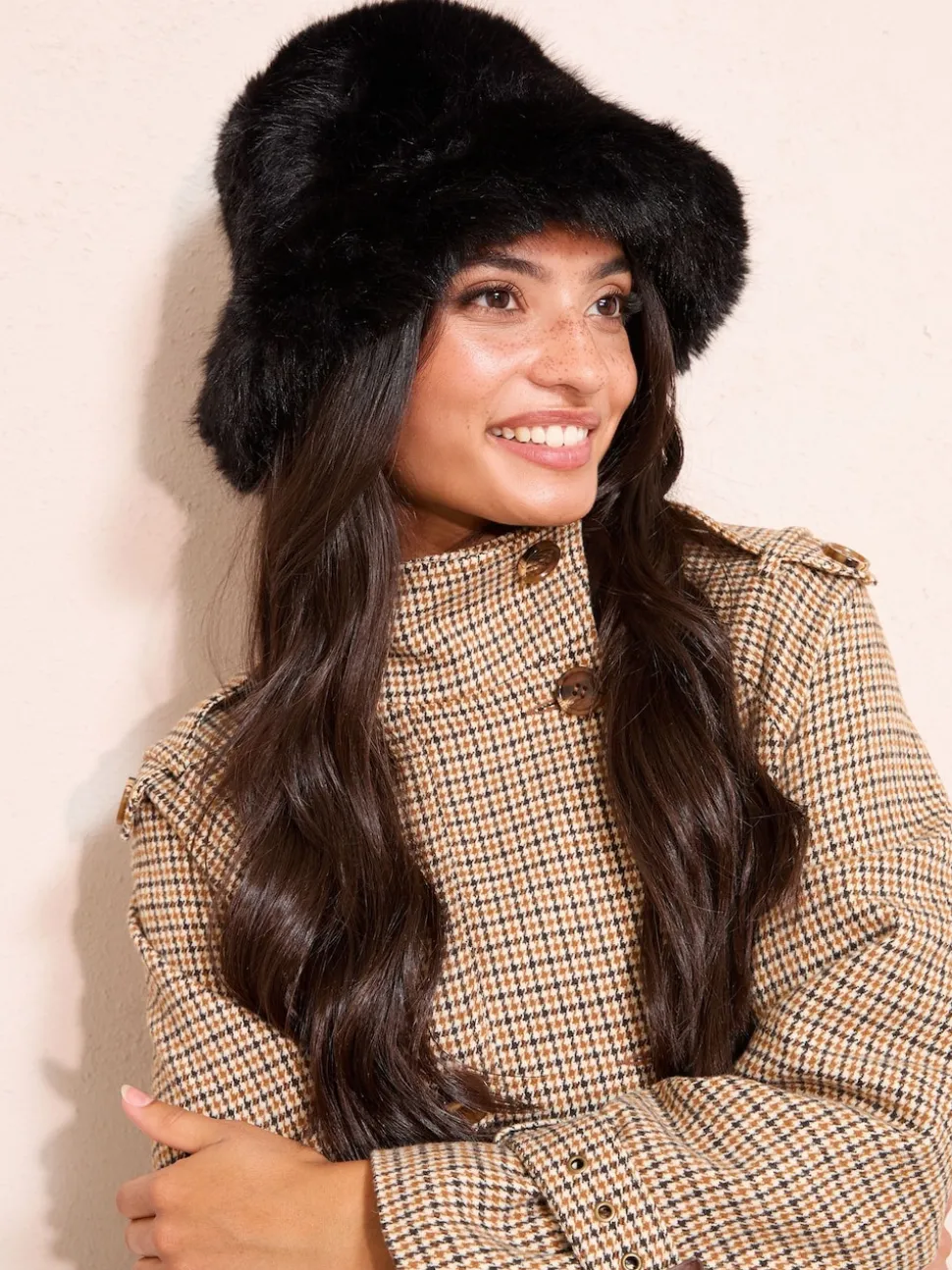 Friends Like These Black Faux Fur Bucket Hat