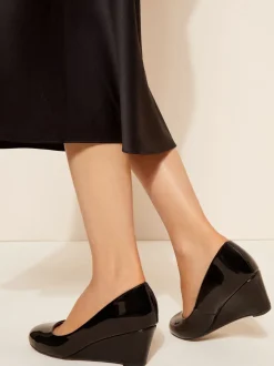 Friends Like These Black Standard Fit Mid Wedge Round Toe Court Shoes