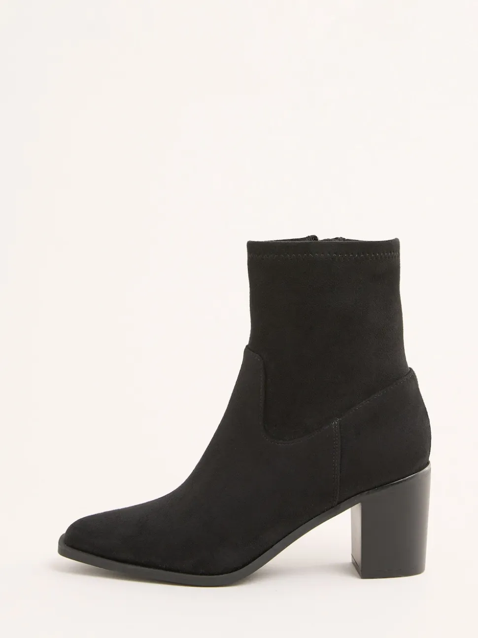 Friends Like These Black Faux Suede Mid Heel Western Style Smart Sock Ankle Boots
