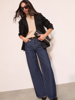 Friends Like These Black Short Belted Twill Collared Jacket