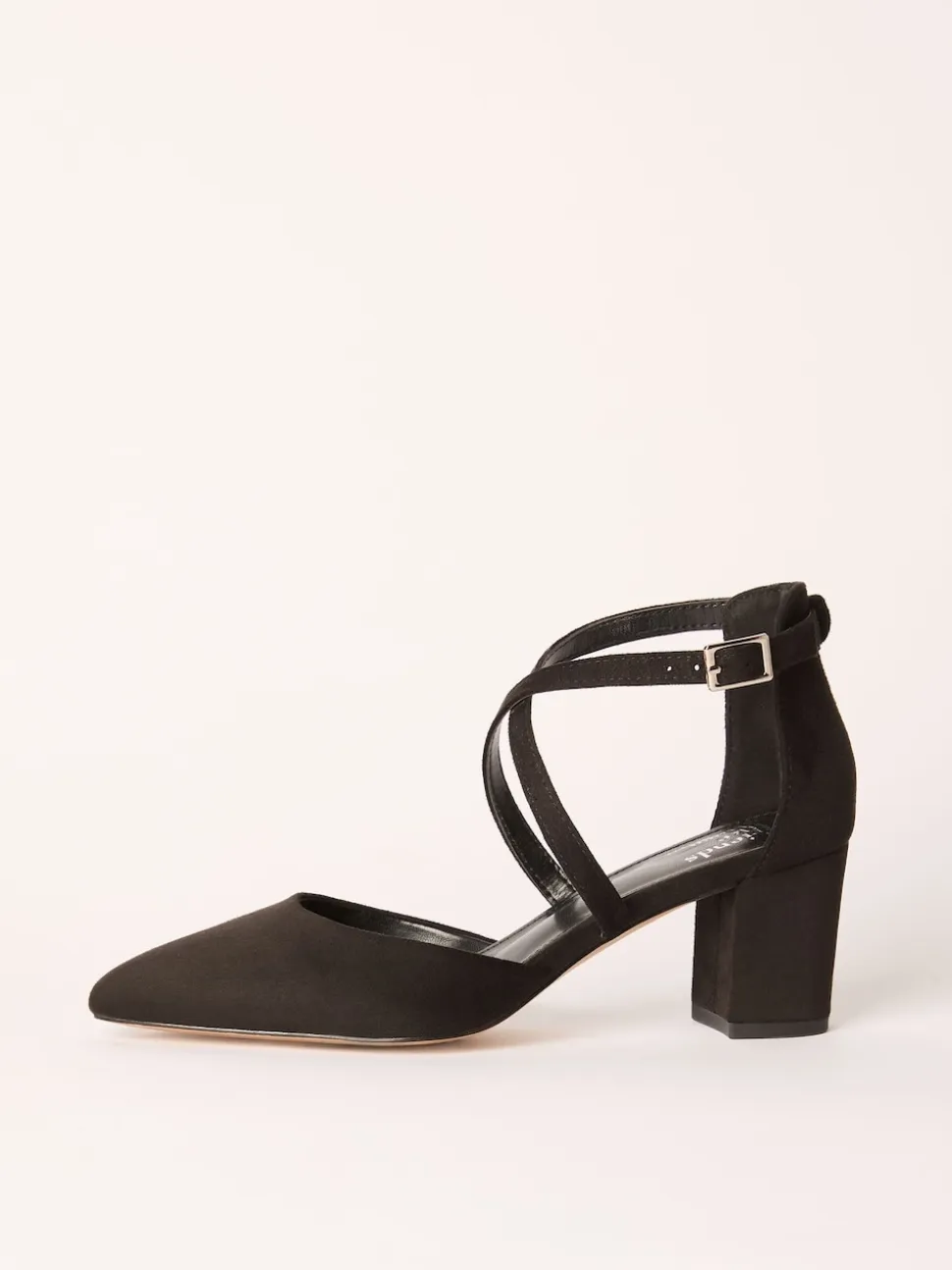 Friends Like These Black Wide Fit Block Heel Cross Strap Court Shoes