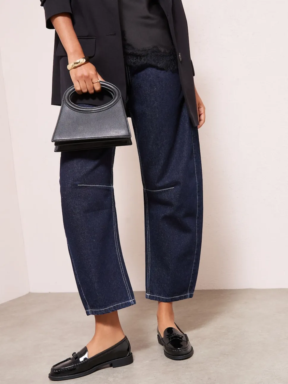 Friends Like These Black Patent Faux Leather Comfort Bow Smart Loafers