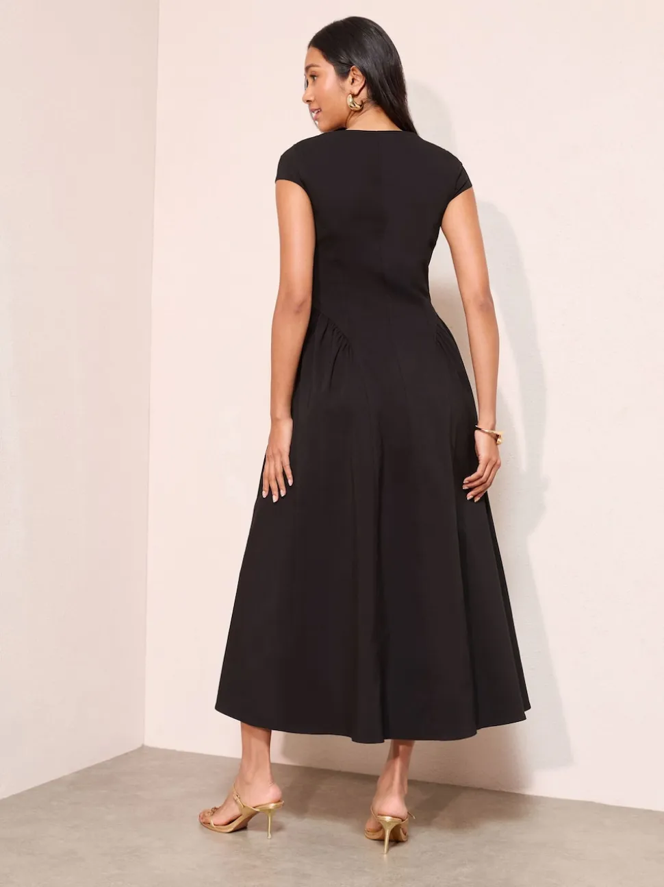 Friends Like These Black Square Neck Sculpting Stretch Midaxi Dress