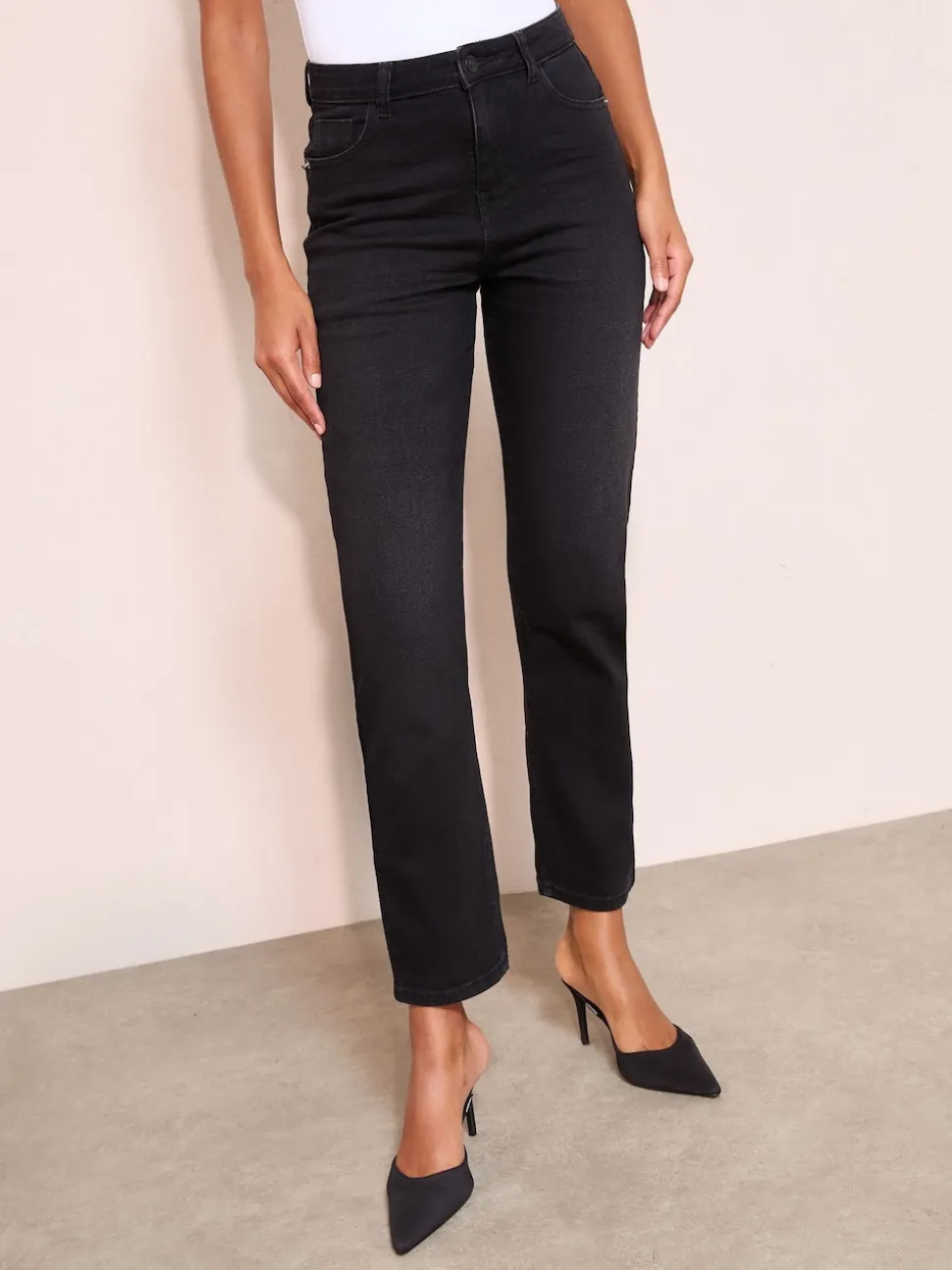 Friends Like These Black Denim Petite Ankle Straight Leg Jeans