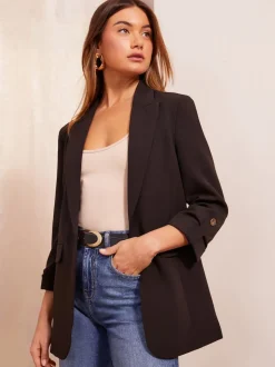 Friends Like These Black Petite Edge to Edge Tailored Sleeve Detail Blazer
